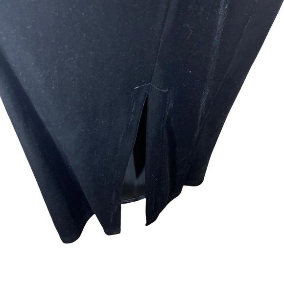 Vintage 90s Black Velvet Long Sleeve V Neck Full Length Dress Large - Picture 3 of 10